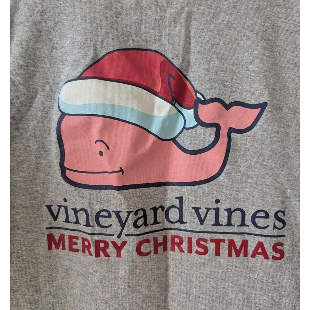 VINEYARD VINES GIRLS SZ M GRAY CREW NECK CHRISTMAS